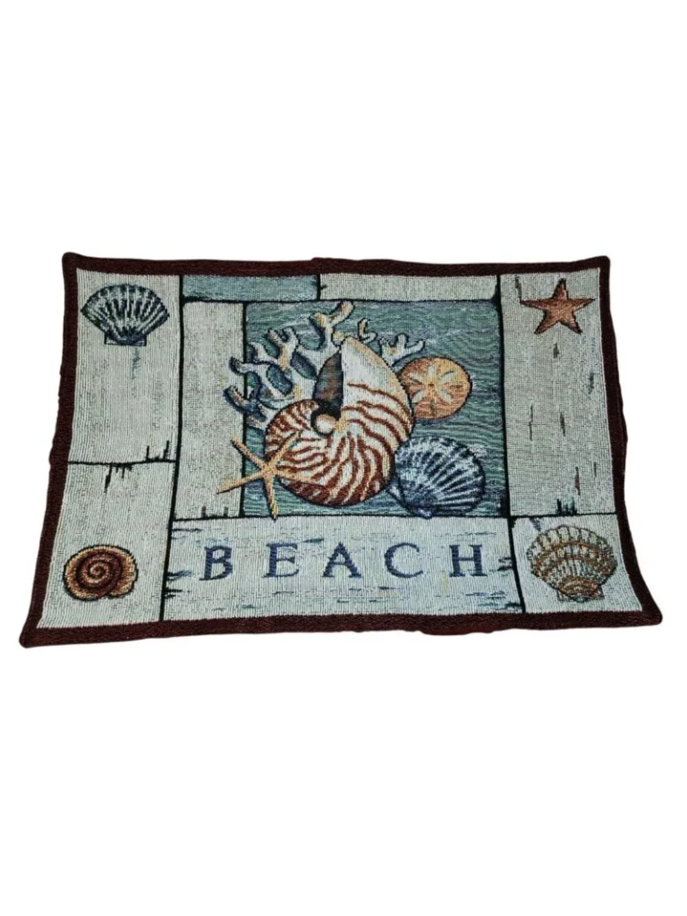 Set of 6 Nautical Placemats Lighthouse Beach Boat Shell Tapestry 12